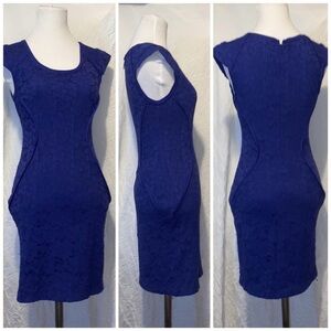 Express Royal Blue Lace Bodycon Mini Dress